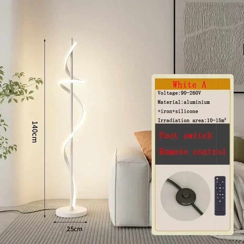 Modern gold spiral led revolve floor lamp for living room