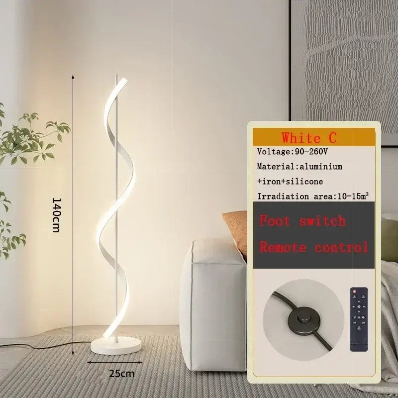 Modern gold spiral led revolve floor lamp for living room