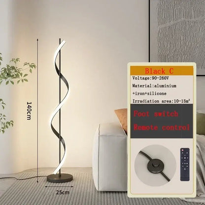 Modern gold spiral led revolve floor lamp for living room