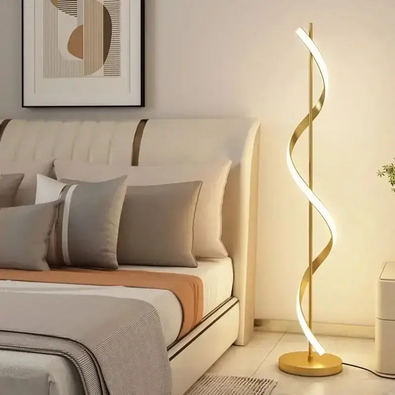 Modern gold spiral led revolve floor lamp for living room