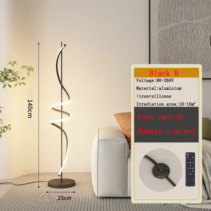 Modern gold spiral led revolve floor lamp for living room