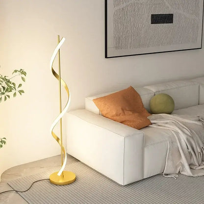 Modern gold spiral led revolve floor lamp for living room