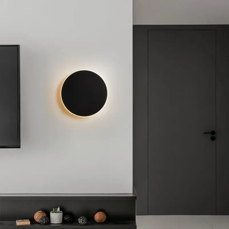 Modern black rgb round wall lights bedroom touch control lamp