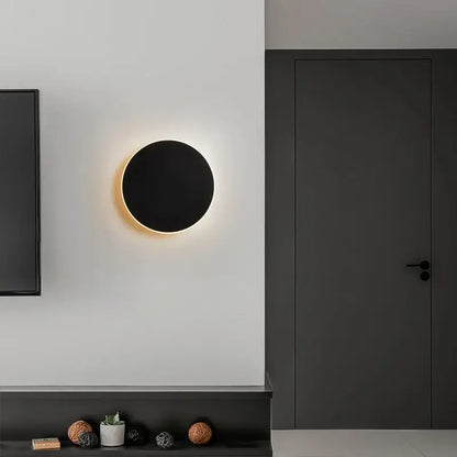 Modern black rgb round wall lights bedroom touch control lamp