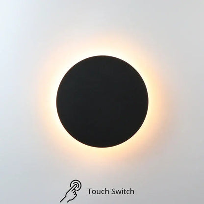 Modern black rgb round wall lights bedroom touch control lamp