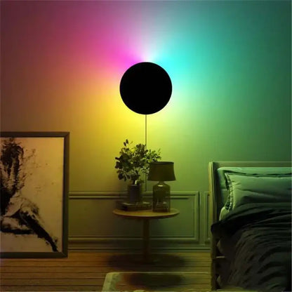 Modern black rgb round wall lights bedroom touch control lamp