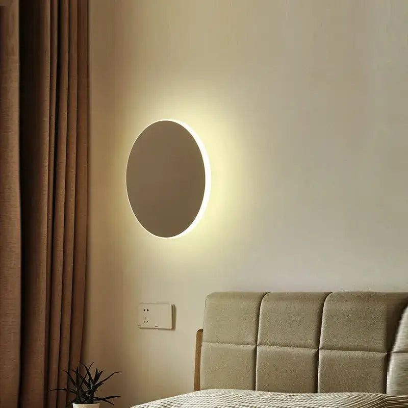 Modern black rgb round wall lights bedroom touch control lamp