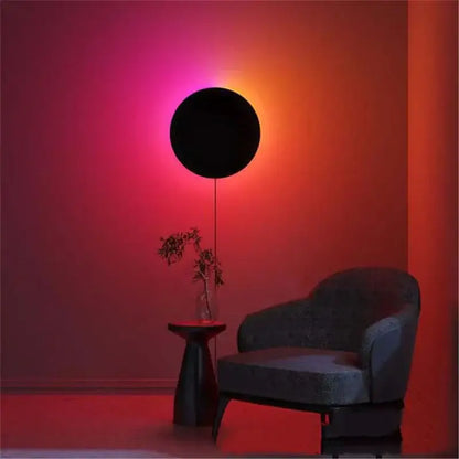 Modern black rgb round wall lights bedroom touch control lamp