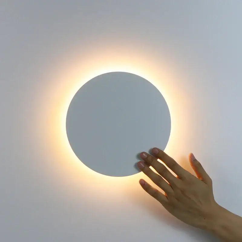 Modern black rgb round wall lights bedroom touch control lamp