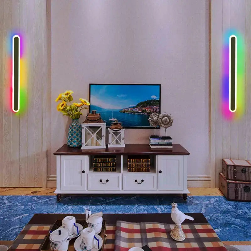 Modern rgb wall light sleek neon edge sconce for bedroom