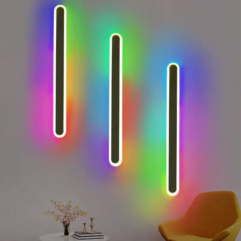 Modern rgb wall light sleek neon edge sconce for bedroom
