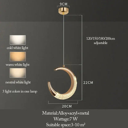 Modern gold & purple moon lamps set bedroom pendant light