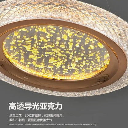 Modern gold tiered led ring ceiling chandelier for living room