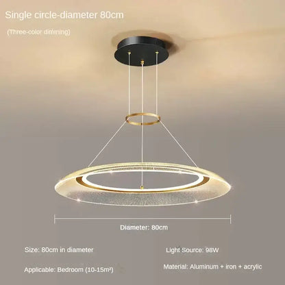 Modern gold tiered led ring ceiling chandelier for living room