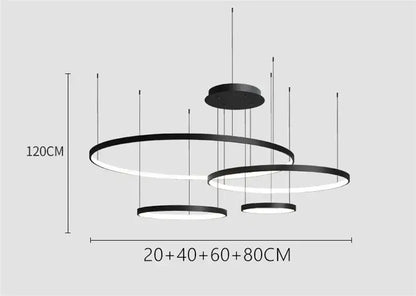 Modern black led ring chandelier living room pendant light