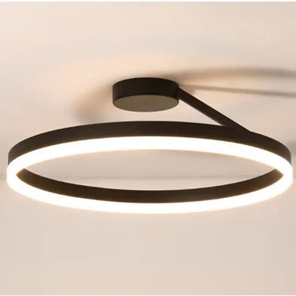 Modern black & white led ring chandelier for dining room