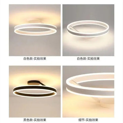 Modern black & white led ring chandelier for dining room