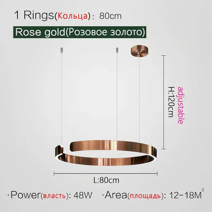 Modern copper & gold led ring chandelier living room pendant light