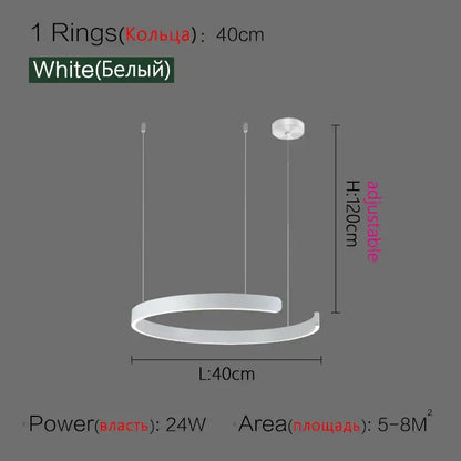 Modern copper & gold led ring chandelier living room pendant light