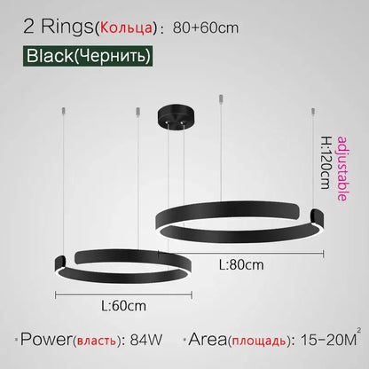 Modern copper & gold led ring chandelier living room pendant light