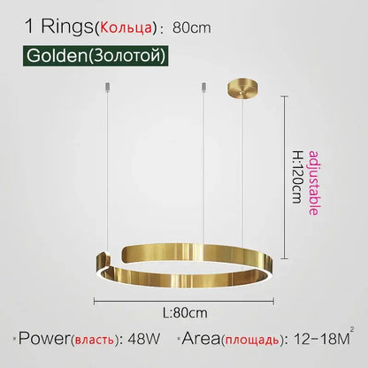 Modern copper & gold led ring chandelier living room pendant light