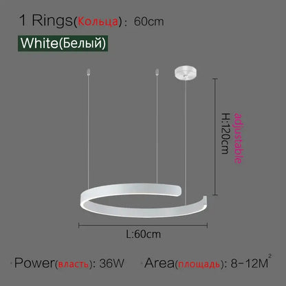 Modern copper & gold led ring chandelier living room pendant light