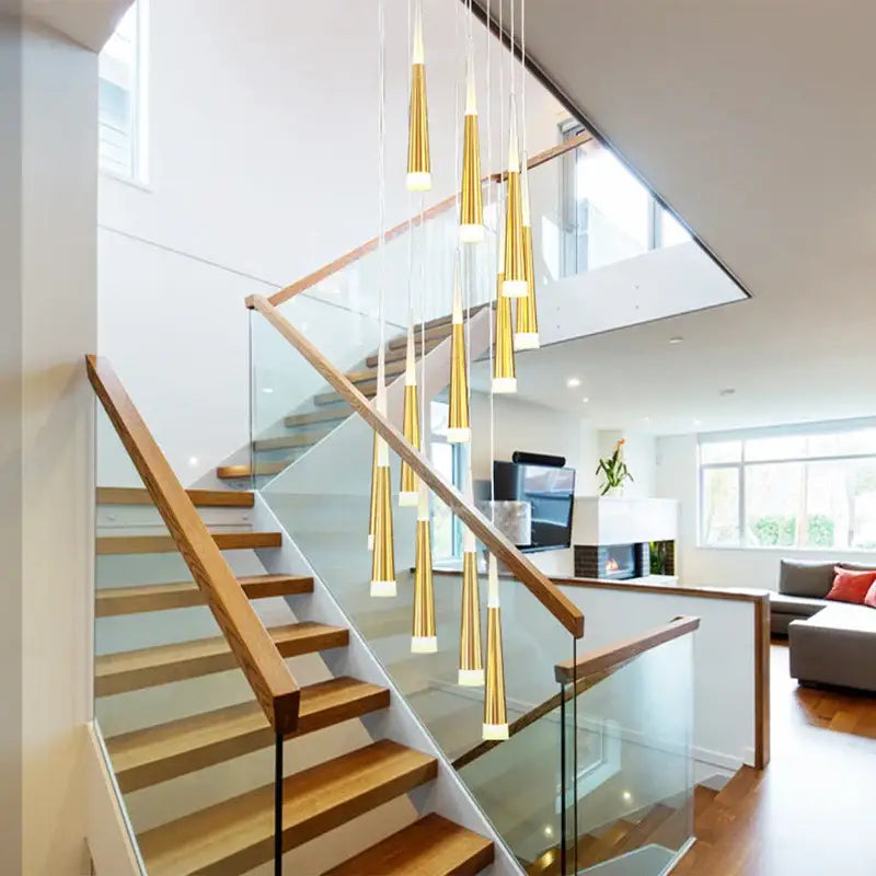 Modern gold led ring chandelier living room pendant light