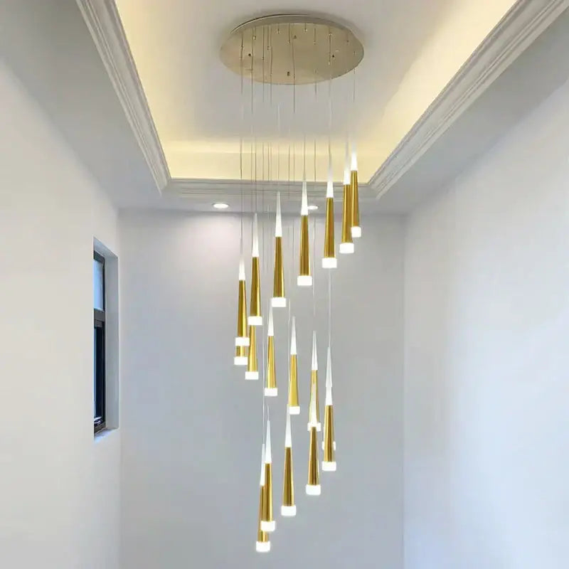 Modern gold led ring chandelier living room pendant light