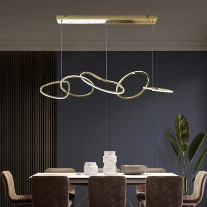 Modern gold led ring chandelier for dining room