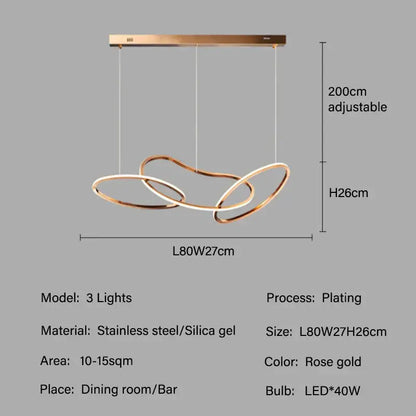 Modern gold led ring chandelier for dining room