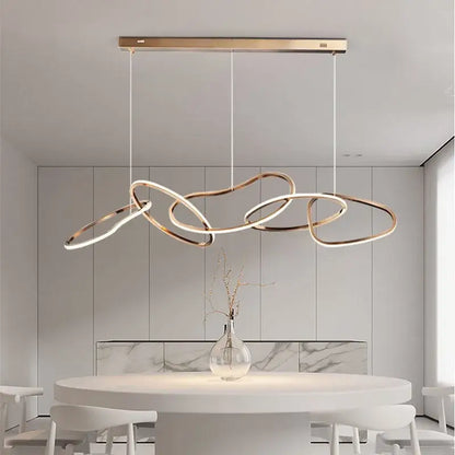 Modern gold led ring chandelier for dining room