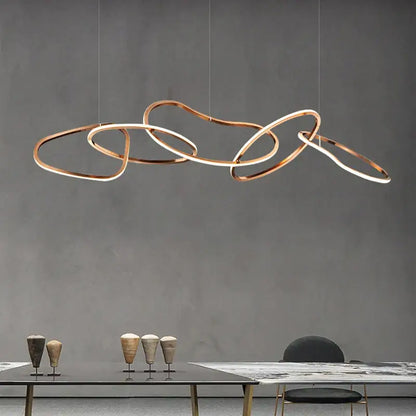 Modern gold led ring chandelier for dining room