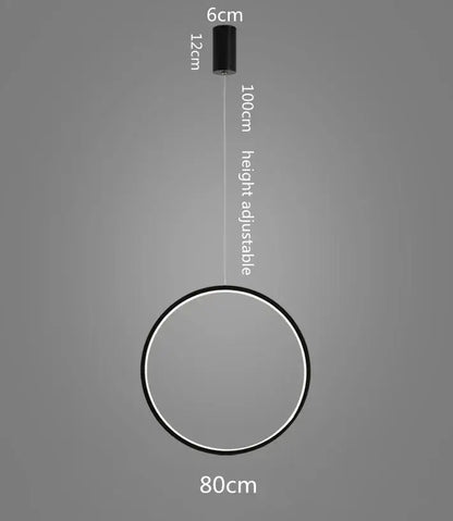 Minimalist black led ring chandelier living room pendant light