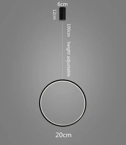 Minimalist black led ring chandelier living room pendant light