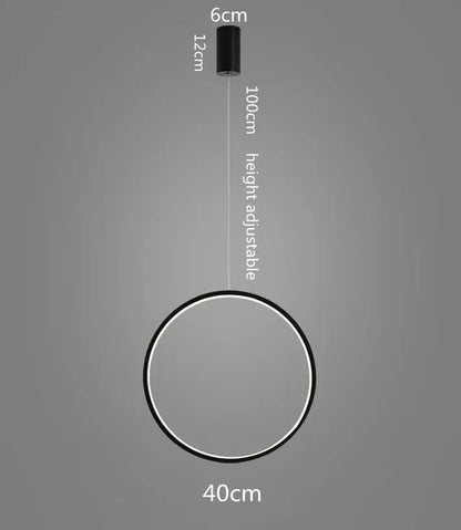 Minimalist black led ring chandelier living room pendant light