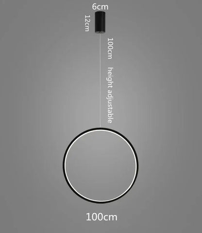Minimalist black led ring chandelier living room pendant light