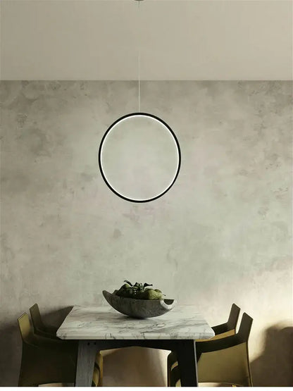 Minimalist black led ring chandelier living room pendant light