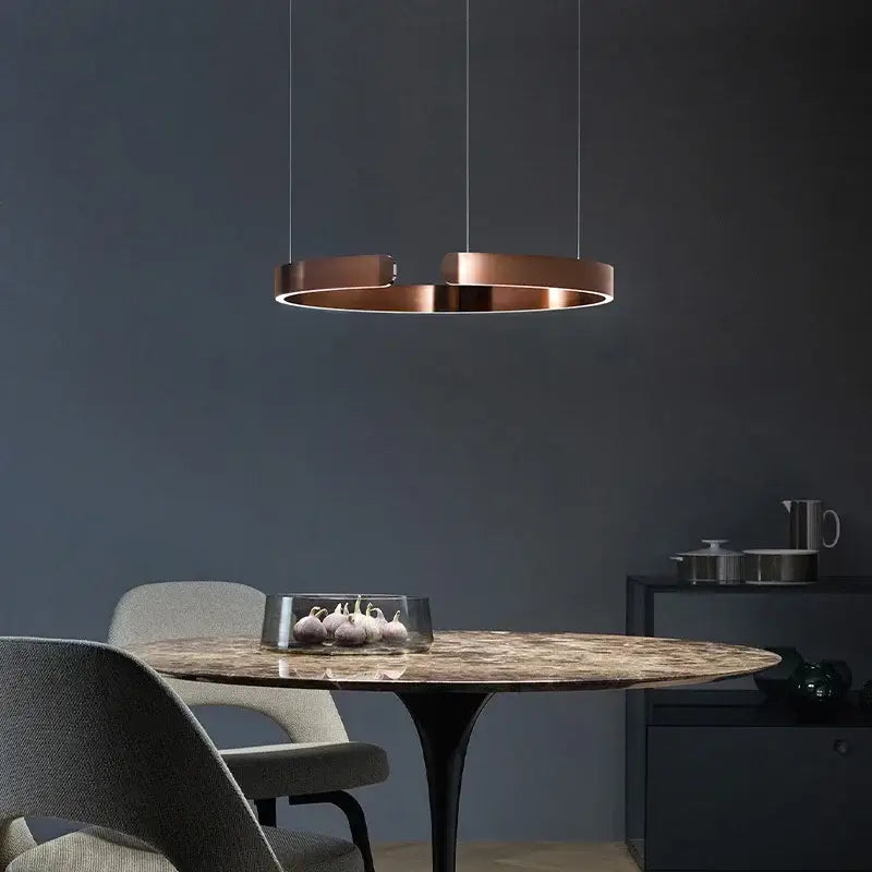 Minimalist gold & white led ring chandelier dining room pendant light