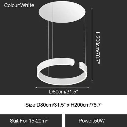 Minimalist gold & white led ring chandelier dining room pendant light