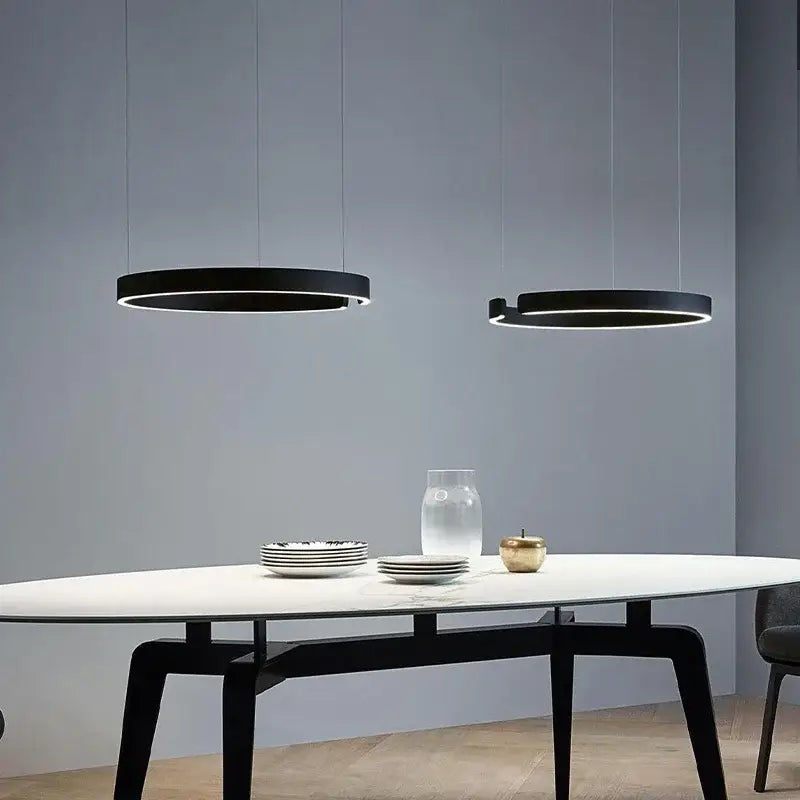 Minimalist gold & white led ring chandelier dining room pendant light