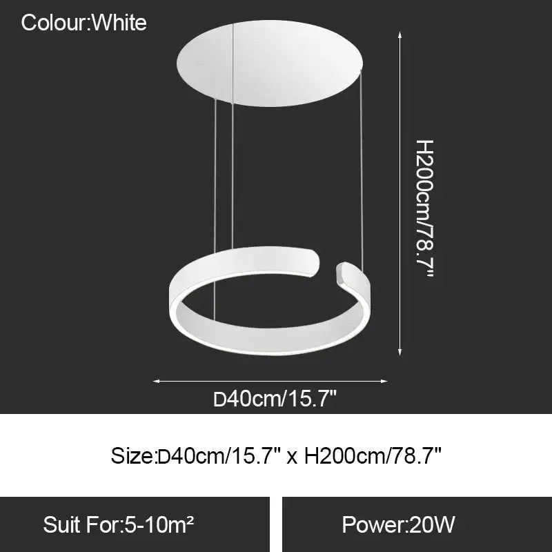 Minimalist gold & white led ring chandelier dining room pendant light