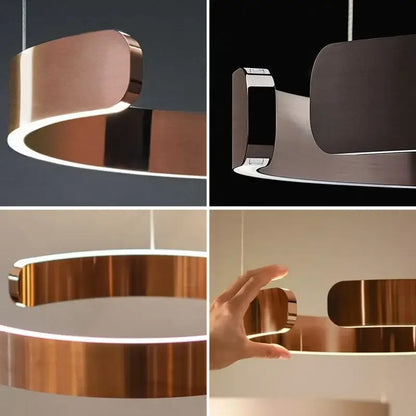 Minimalist gold & white led ring chandelier dining room pendant light