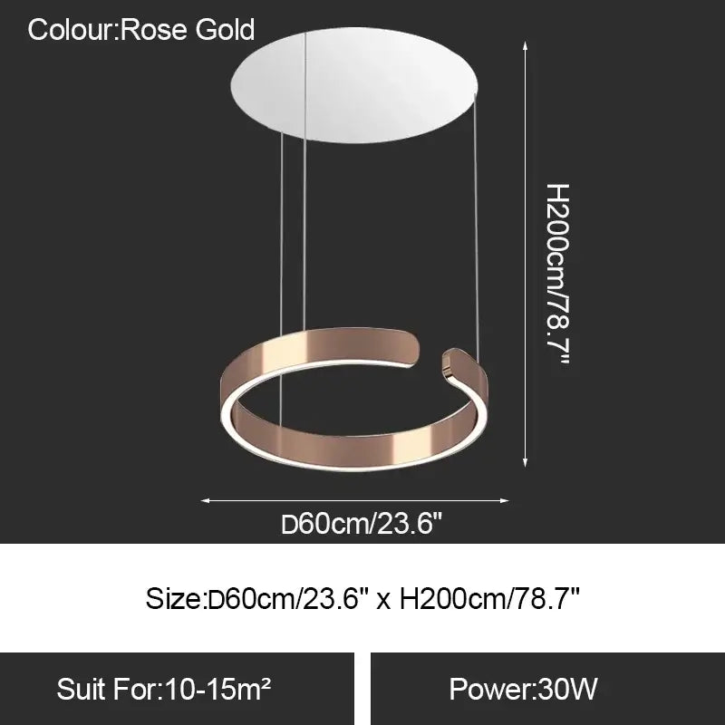 Minimalist gold & white led ring chandelier dining room pendant light