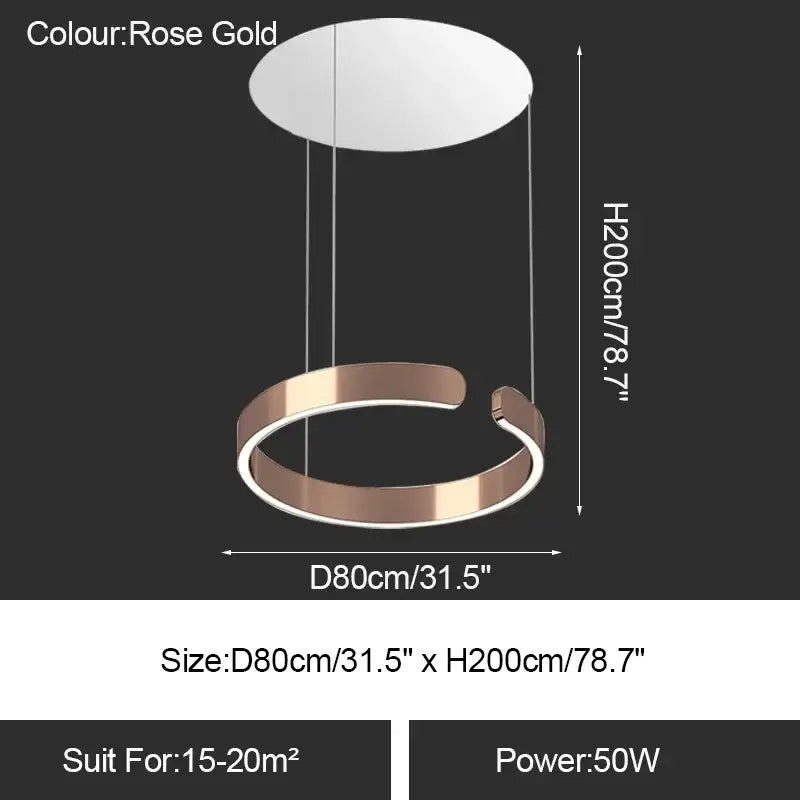 Minimalist gold & white led ring chandelier dining room pendant light