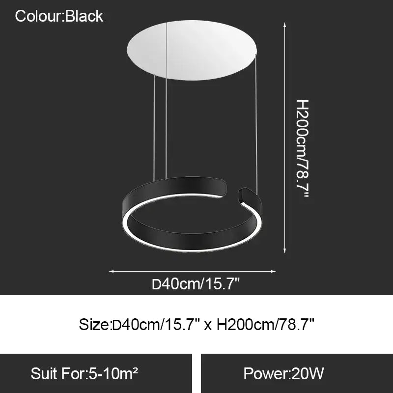 Minimalist gold & white led ring chandelier dining room pendant light