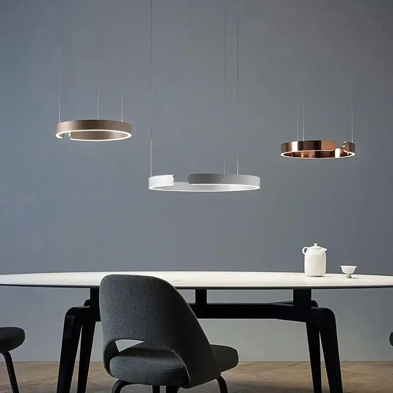 Minimalist gold & white led ring chandelier dining room pendant light
