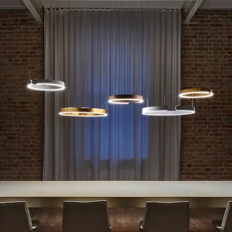 Minimalist gold & white led ring chandelier dining room pendant light