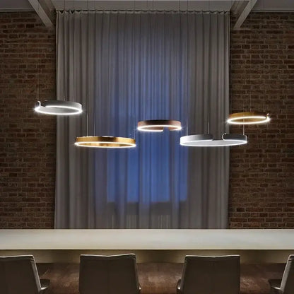 Minimalist gold & white led ring chandelier dining room pendant light