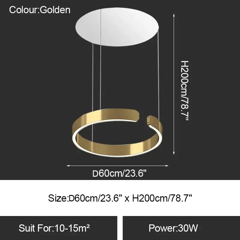Minimalist gold & white led ring chandelier dining room pendant light