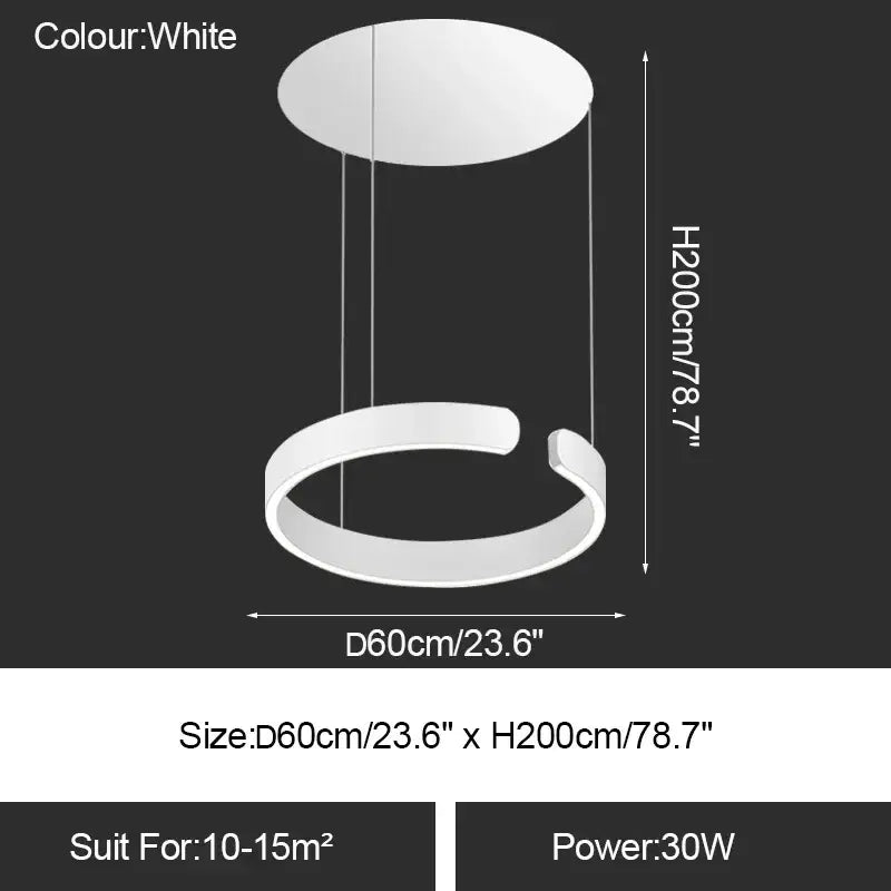 Minimalist gold & white led ring chandelier dining room pendant light